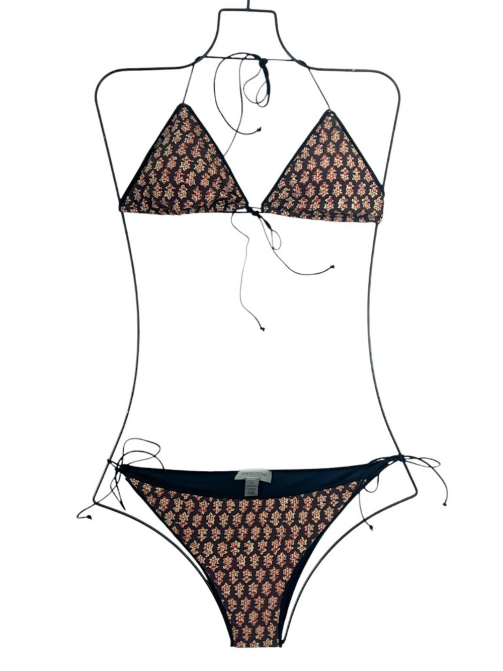 Vanessa Mooney String Bikini Swimsuit Set Black NWOT